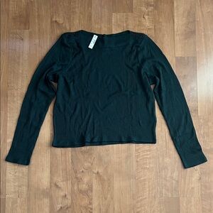 Madewell Dark Green Ribbed Long Sleeve Top
